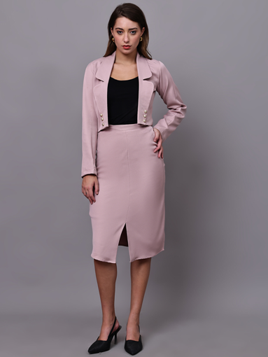 Mauve Blazer With Pencil Skirt Co-ord Set – Elegant Office Wear for Women